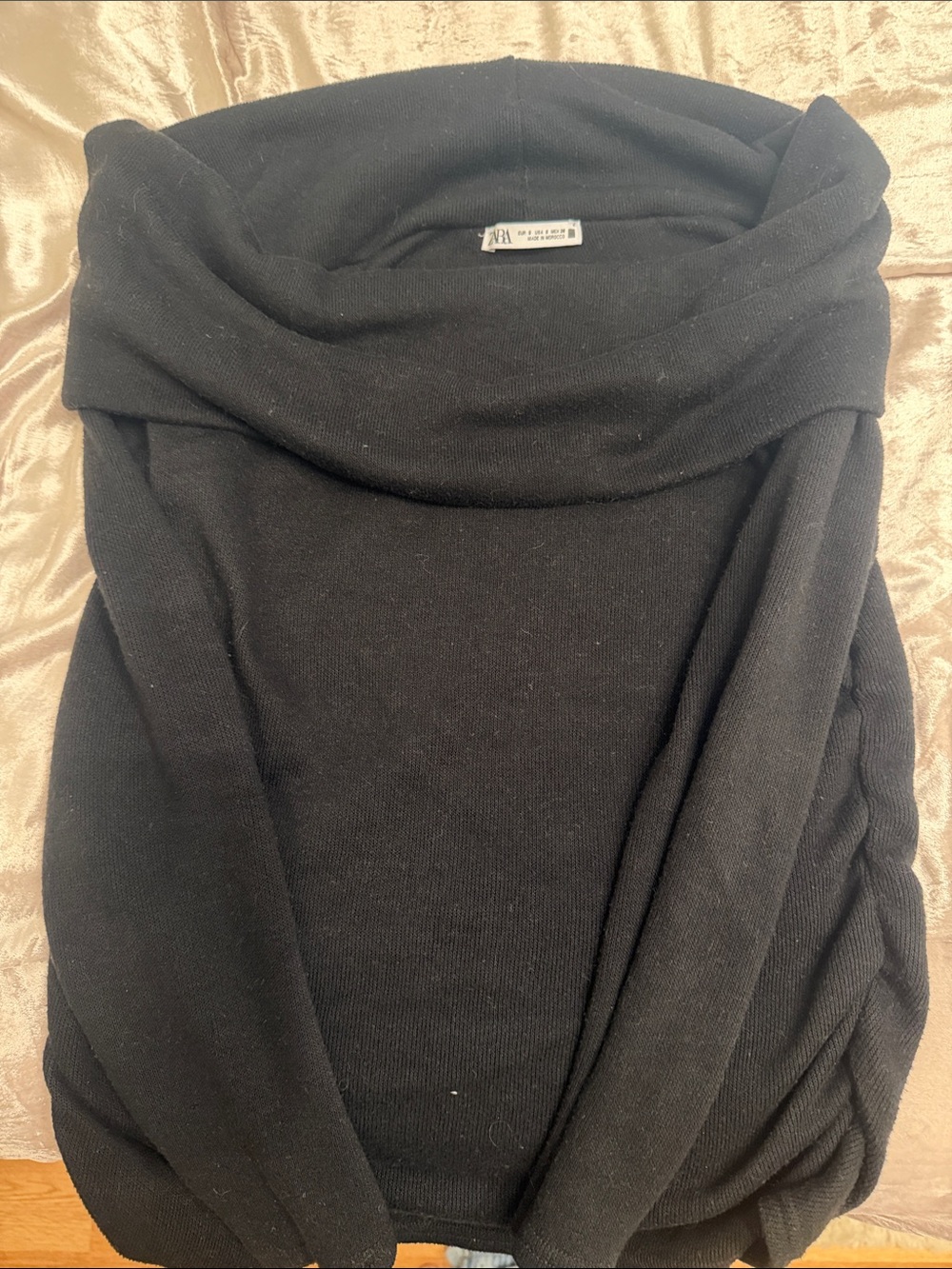 Zara Black Off-Shoulder Cowl Neck Sweater